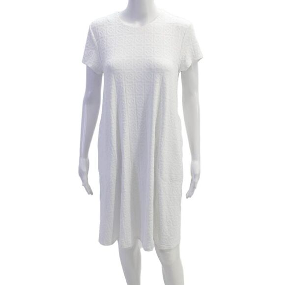 J. Mclaughlin Dresses & Skirts - J. Mclaughlin Women's Round Neck Short Sleeves Printed A-Line Dress White Size M
